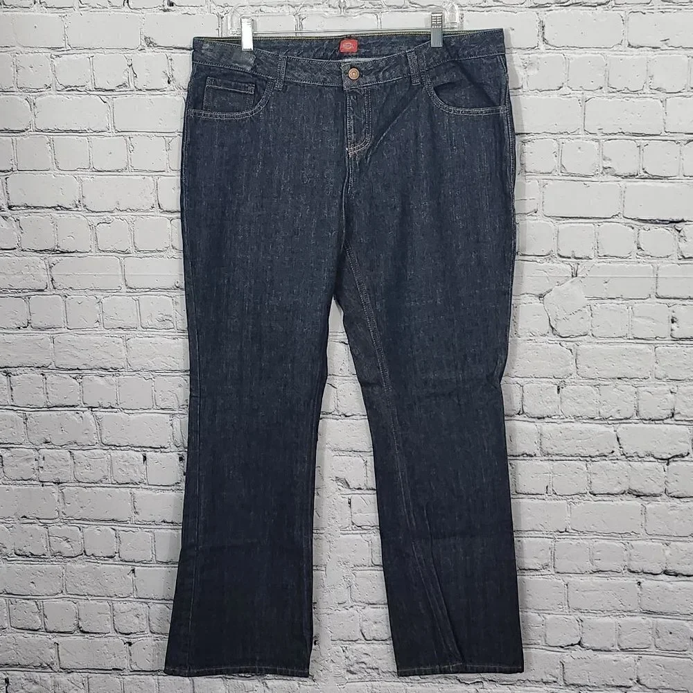 Dickies Womens Straight Leg Jeans Size 14RG Blue Denim Pants Casual